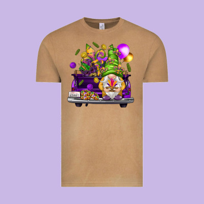 Mardi Gras Gnome On The Truck Vintage Tee Designed By Howdyjamesfarm