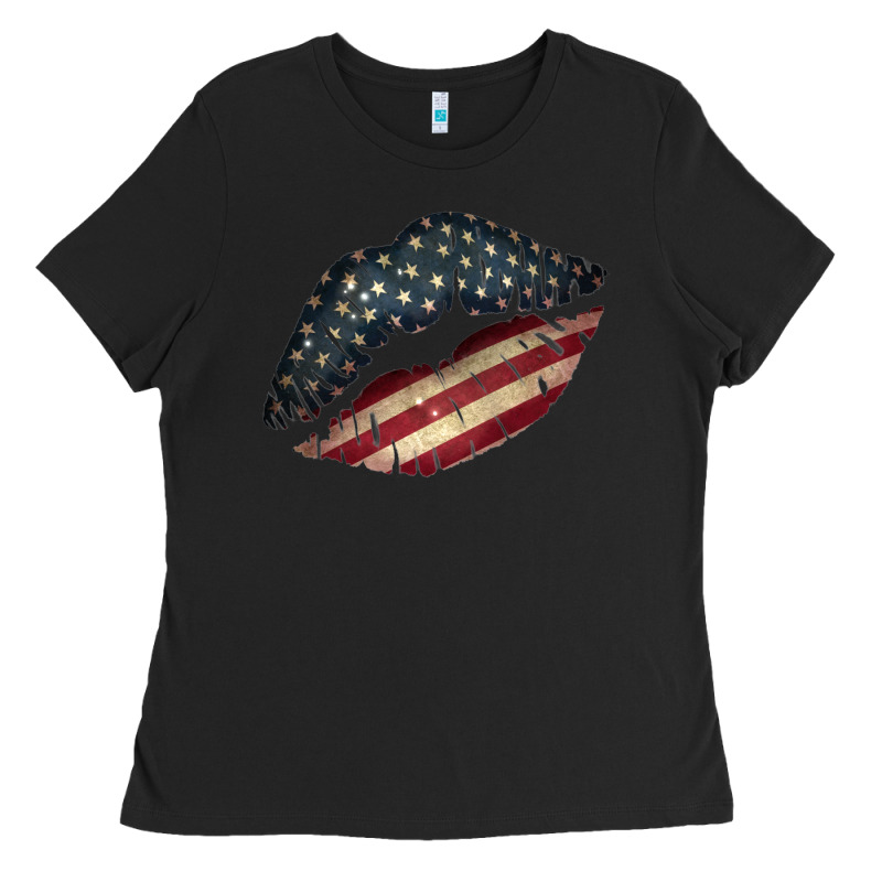 Vintage American Flag Lips Ladies Tee by Bettercallsaul | Teevron