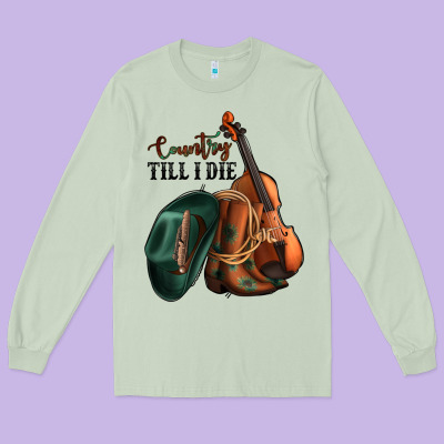 Country Till I Die Long Sleeve Tee Designed By Jasminsmagicworld