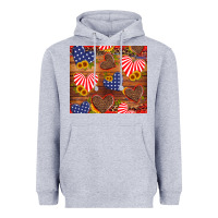 Heather Grey america heart Heavyweight Hoodie - Artiststas