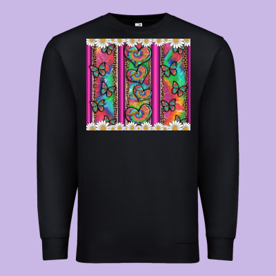 Tie Dye Hearts And Butterfly With Flowers Premium Sweatshirt Designed By Artiststas
