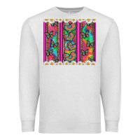 Oatmeal Heather tie dye hearts and butterfly with flowers Premium Sweatshirt - Artiststas
