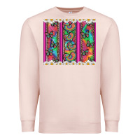 Pale Pink tie dye hearts and butterfly with flowers Premium Sweatshirt - Artiststas