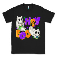 Black Hey Boo with Ghost Cats Classic Tee - texasbilliewilder