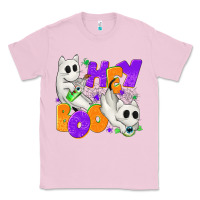 Bubblegum Pink Hey Boo with Ghost Cats Classic Tee - texasbilliewilder
