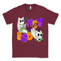 Burgundy Hey Boo with Ghost Cats Classic Tee - texasbilliewilder