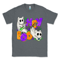 Charcoal Heather Hey Boo with Ghost Cats Classic Tee - texasbilliewilder