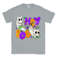 Heather Grey Hey Boo with Ghost Cats Classic Tee - texasbilliewilder