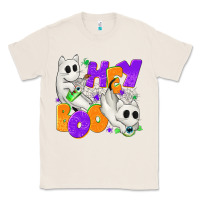 Natural Hey Boo with Ghost Cats Classic Tee - texasbilliewilder