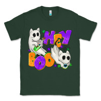 Sports Green Hey Boo with Ghost Cats Classic Tee - texasbilliewilder