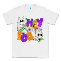 White Hey Boo with Ghost Cats Classic Tee - texasbilliewilder