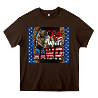 Chocolate Brown Western Red White Rawr Dinosaur Heavy Core Tee - LillyAllenDesigns