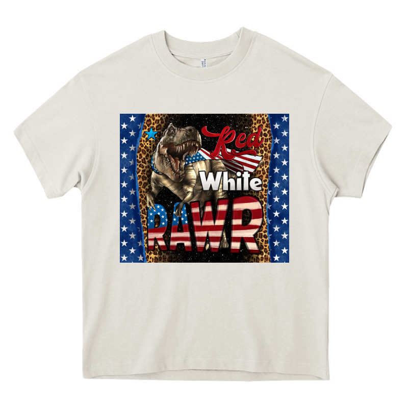 Western Red White Rawr Dinosaur Heavy Core Tee by LillyAllenDesigns | Teevron
