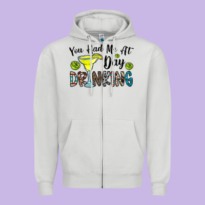 You Had Me At Day Drinkg Zipper Hoodie Designed By Cowhidedigitalart