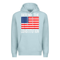 Blue Mist Defend the Constitution US Political Protest Tee Premium Hoodie - minhPixels