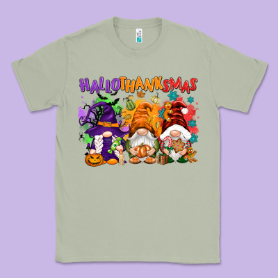 Hallothanksmas Gnomes Classic Tee Designed By Nancycooperartshop