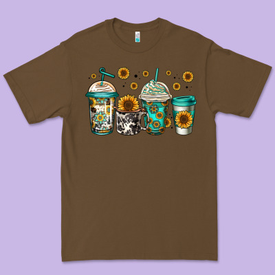 Sunflowers Coffee Cups Premium Tee Designed By Jasminsmagicworld