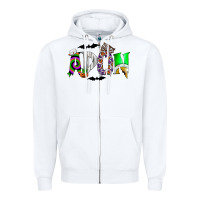 White adon Zipper Hoodie - CowhideDigitalArt