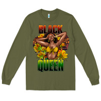 Army Green Black queen afro Long Sleeve Tee - HowdyJamesFarm