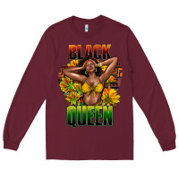 Burgundy Black queen afro Long Sleeve Tee - HowdyJamesFarm