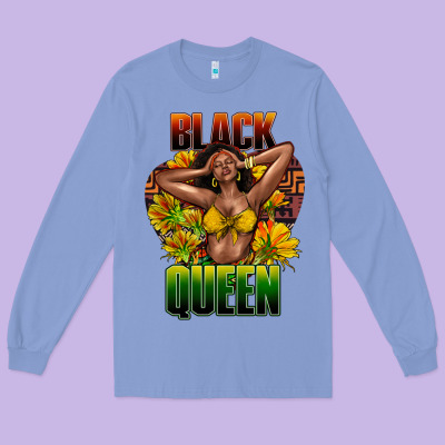 Black Queen Afro Long Sleeve Tee Designed By Howdyjamesfarm