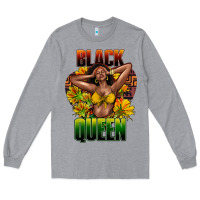 Heather Grey Black queen afro Long Sleeve Tee - HowdyJamesFarm