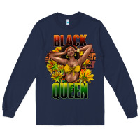 Navy Black queen afro Long Sleeve Tee - HowdyJamesFarm