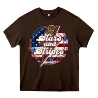 Chocolate Brown Western Stars and Stripes 4th of July Heavy Core Tee - LillyAllenDesigns