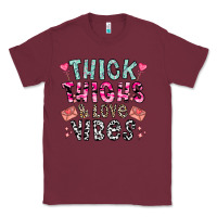 Burgundy Thick Thighs And Love Vibes Classic Tee - CowhideDigitalArt