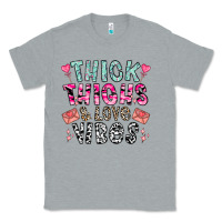 Heather Grey Thick Thighs And Love Vibes Classic Tee - CowhideDigitalArt