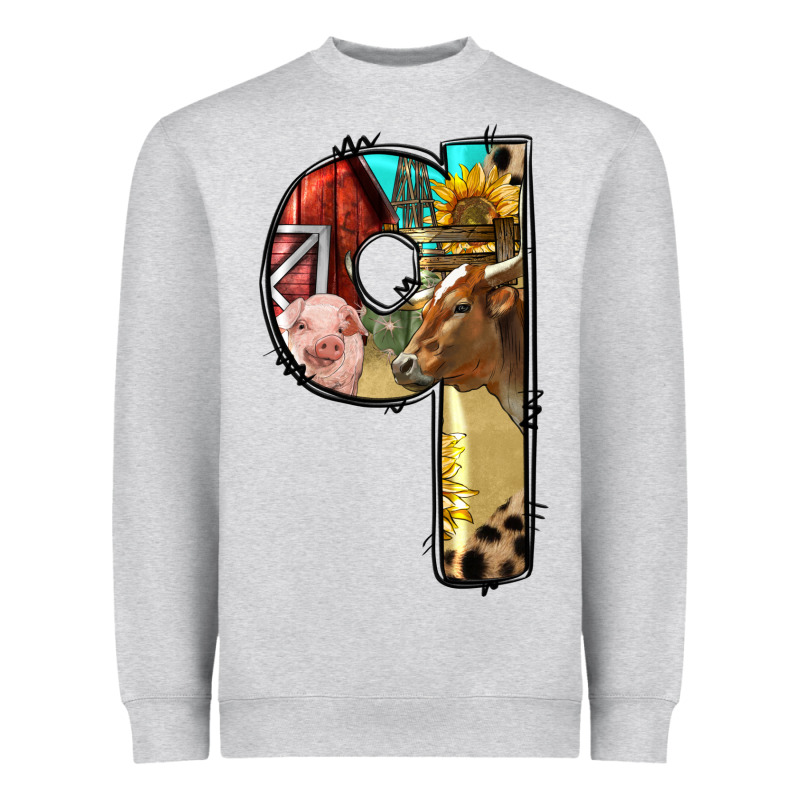 Farm Life Alphabet Lowercase Letters Q Heavyweight Sweatshirt by BundleAndBundleShop | Teevron