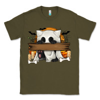 Army Green Personalized Halloween Ghost Cat Classic Tee - texasbilliewilder