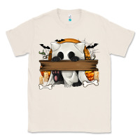 Natural Personalized Halloween Ghost Cat Classic Tee - texasbilliewilder