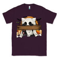 Plum Personalized Halloween Ghost Cat Classic Tee - texasbilliewilder