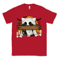 Red Personalized Halloween Ghost Cat Classic Tee - texasbilliewilder