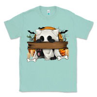 Seafoam Personalized Halloween Ghost Cat Classic Tee - texasbilliewilder