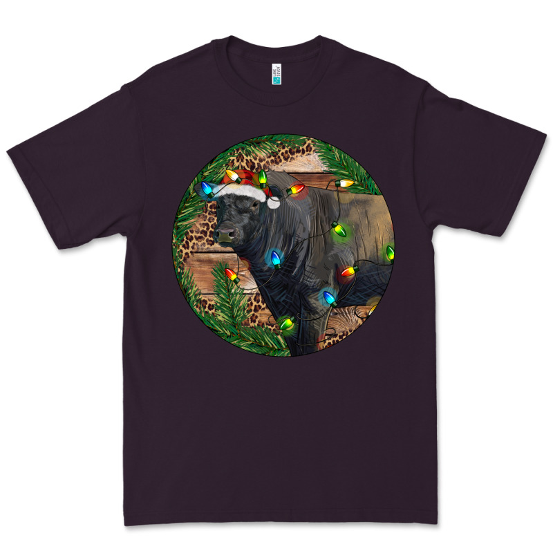 Black Angus Bull With Christmas Lights Premium Tee by RanaPortraitStore | Teevron