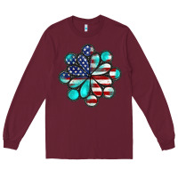 Burgundy American flag turquoise gemstone 4th of july Long Sleeve Tee - CowGirlArtShop