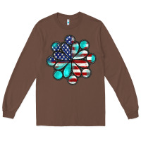 Chestnut American flag turquoise gemstone 4th of july Long Sleeve Tee - CowGirlArtShop