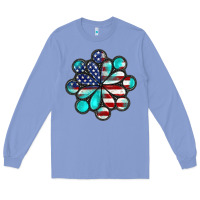 Colony Blue American flag turquoise gemstone 4th of july Long Sleeve Tee - CowGirlArtShop