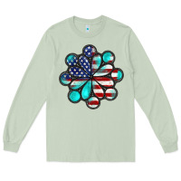 Matcha American flag turquoise gemstone 4th of july Long Sleeve Tee - CowGirlArtShop