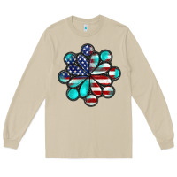 Mushroom American flag turquoise gemstone 4th of july Long Sleeve Tee - CowGirlArtShop
