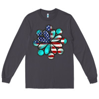 Smoke American flag turquoise gemstone 4th of july Long Sleeve Tee - CowGirlArtShop
