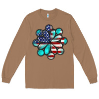 Toasted Coconut American flag turquoise gemstone 4th of july Long Sleeve Tee - CowGirlArtShop
