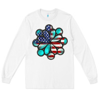 American Flag Turquoise Gemstone 4th Of July Long Sleeve Tee | Teevron
