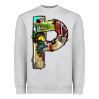 Heather Grey farm life alphabet lowercase letters p Heavyweight Sweatshirt - BundleAndBundleShop