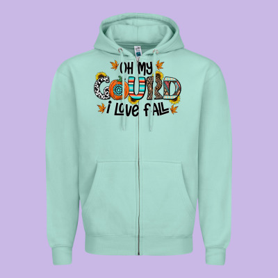 Oh My Gourd I Love Fall Zipper Hoodie Designed By Cowhidedigitalart