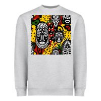 Heather Grey african masks colorful seamless pattern Heavyweight Sweatshirt - BundleAndBundleShop