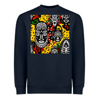 Navy african masks colorful seamless pattern Heavyweight Sweatshirt - BundleAndBundleShop