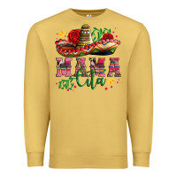 Antique Gold mama cita with sombrero hat and roses Premium Sweatshirt - Artiststas